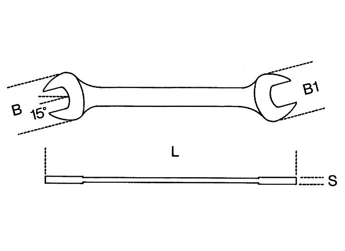 Beta Tools Model 55  20x22mm-Double Open End Wrenches Bright