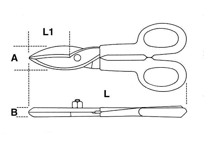 Beta Tools Model 1112  200-Tin Snips Straight Wide Blades