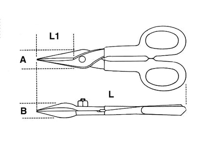 Beta Tools Model 1114  250-Tin Snips Straight Narrow Blade