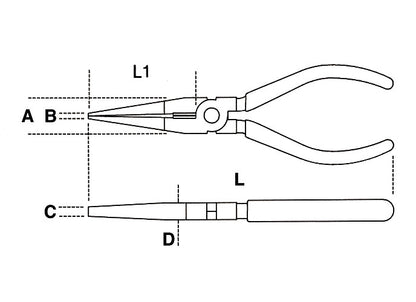 Beta Tools Model 1162  Mq160mm-Extra Long Flat Nose Pliers