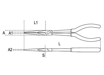 Beta Tools Model 1009  L/A-Extra Long Needle Nose Pliers