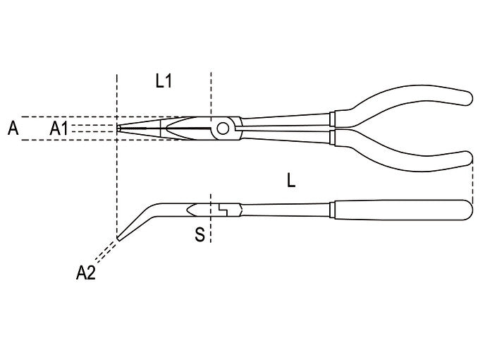 Beta Tools Model 1009  L/B-Curved Extra Long Nose Pliers