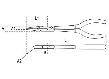 Beta Tools Model 1009  L/B-Curved Extra Long Nose Pliers