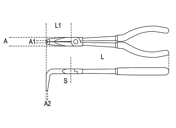 Beta Tools Model 1009  L/C-Bent Extra Long Nose Pliers
