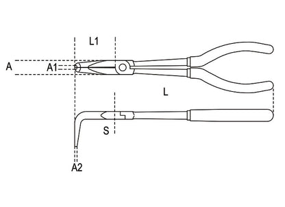Beta Tools Model 1009  L/C-Bent Extra Long Nose Pliers