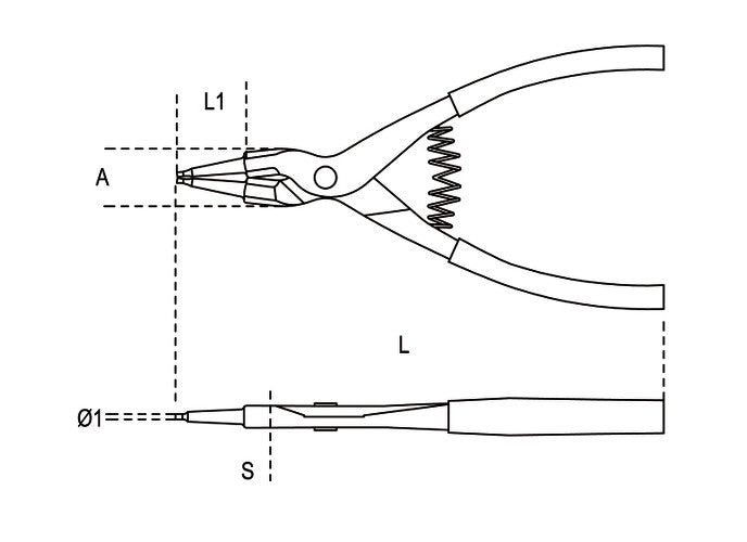 Beta Tools Model 1036  175mm-External Circlip Pliers