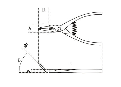 Beta Tools Model 1037  225mm-External Circlip Pliers 45Â°