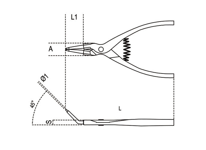 Beta Tools Model 1037  175mm-External Circlip Pliers 45Â°