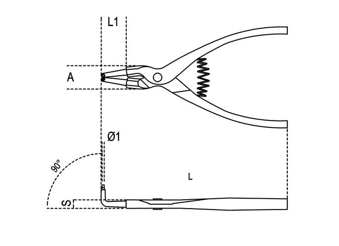 Beta Tools Model 1038  300mm-External Circlip Pliers 90Â°