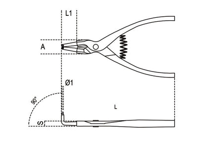 Beta Tools Model 1038  300mm-External Circlip Pliers 90Â°