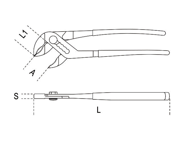 Beta Tools Model 1047  300mm-Slip Joint Pliers  Button Adjustable