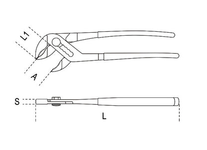 Beta Tools Model 1047  300mm-Slip Joint Pliers  Button Adjustable