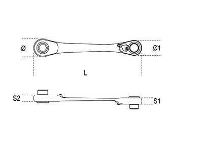 Beta Tools Model 194  1/4X5/16-Reversib Ratcheting Wrenches for Bits