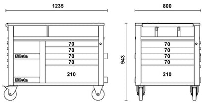 Beta Tools Model C28  R-Supertank Trolley 10 Drawers Red