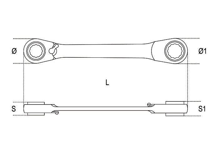 Beta Tools Model 188  10mm-Ratcheting Straight Ring Wrenches