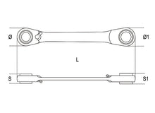 Beta Tools Model 195  16X18mm-Ratcheting Flat Bi-Hexagon Ring Wrenches