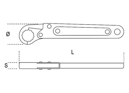 Beta Tools Model 120  14mm-Ratchet Opening Single Ended Wrenches
