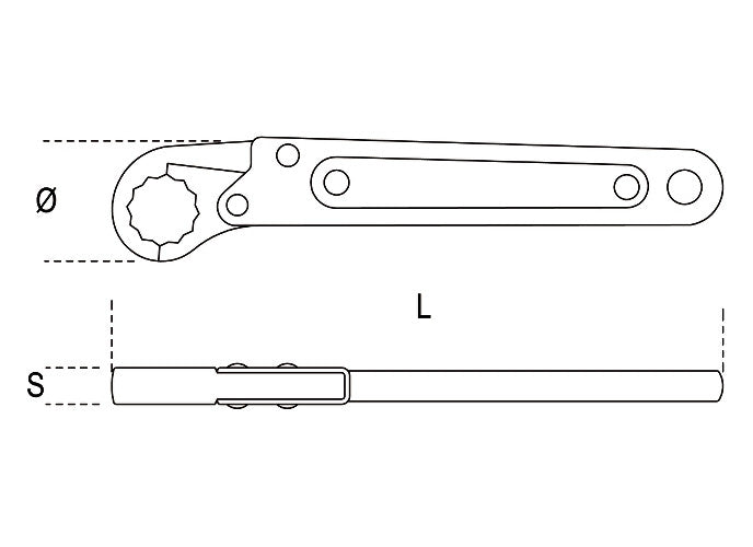 Beta Tools Model 120  13mm-Ratchet Opening Single Ended Wrenches