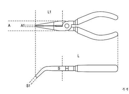 Beta Tools Model 1168  160mm-Extra Long Bent Needle Nose Pliers