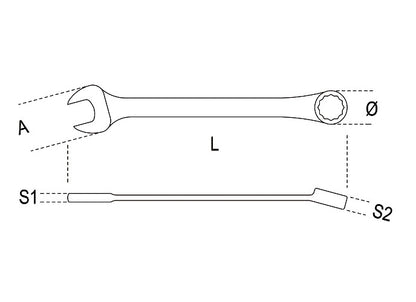 Beta Tools Model 142  C10x10mm-Ratcheting Combination Wrenches Straight Short