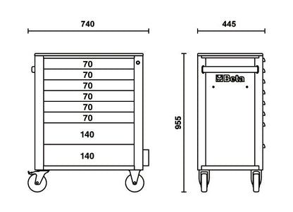 Beta Tools Model C24S  8/R-Mobile Roller Cab 8 Drawers Red
