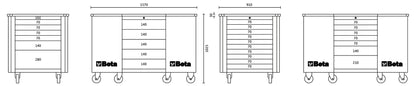 Beta Tools Model C31  G-Mobile Workstation 28 Drawers Grey