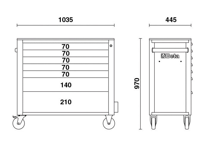 Beta Tools Model C24Sa  Xl 7/G-Roller Cab 7 Drawers  Long