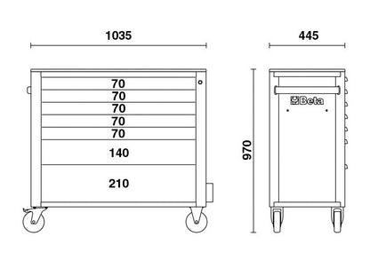 Beta Tools Model C24Sa  Xl 7/G-Roller Cab 7 Drawers  Long