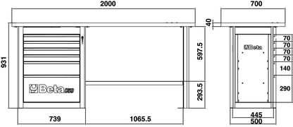 Beta Tools Model C59  A-O-Endurance Workbench 6 Drawers