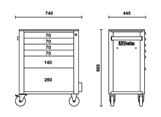 Beta Tools Model C24S  6/G-Mobile Roller Cab 6 Drawers Grey
