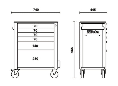 Beta Tools Model C24S  6/G-Mobile Roller Cab 6 Drawers Grey