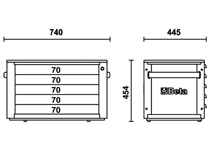 Beta Tools Model C23St  G-Portable Tool Chest Grey