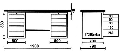 Beta Tools Model C57S  D/G-Mastercargo Workbench Grey