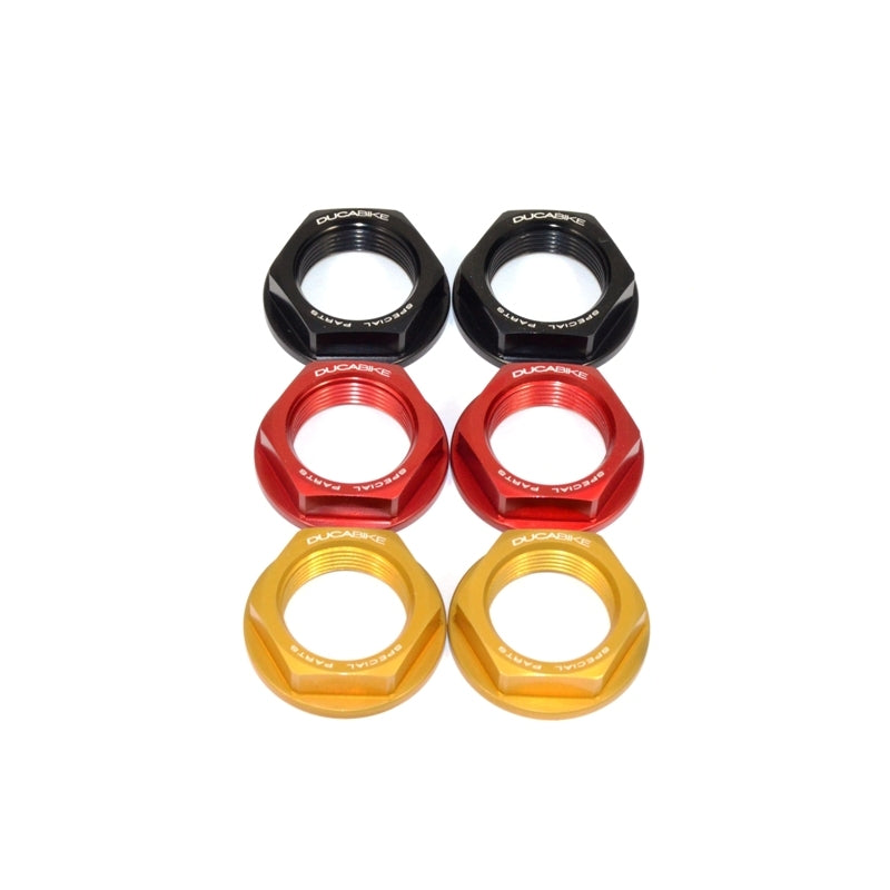 DBK Special Parts (Ducabike) Rear Axle Nut set for the Ducati Scrambler, Hypermotard 698, Monster 797/795/696/695/400, ST3, and Sport Classics