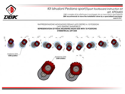 DBK Special Parts (Ducabike) Adjustable Rider/Passenger 'SPORT' Footpegs for Ducati