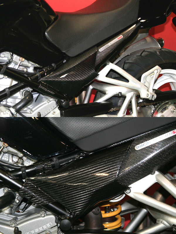 CARBONDRY - DUCATI MONSTER S4 / S4R / S4RS CARBON FIBER HEAT SHIELD SIDE PROTECTORS