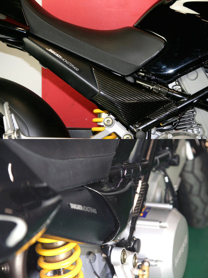 CARBONDRY - DUCATI MONSTER S4 / S4R / S4RS CARBON FIBER HEAT SHIELD SIDE PROTECTORS