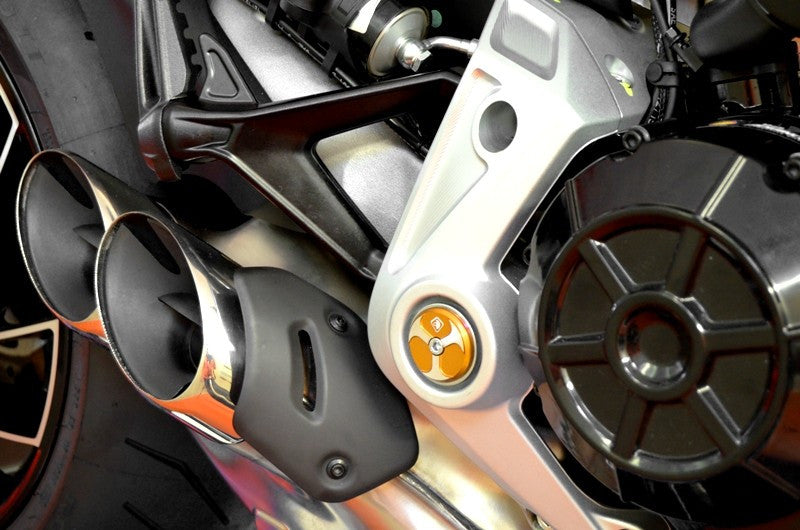 DBK Special Parts (Ducabike) Tri Blade Contrast Cut Billet Main Frame Caps for the Ducati XDiavel and Diavel 1260