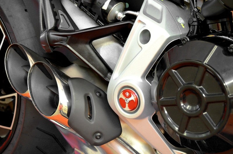 DBK Special Parts (Ducabike) Tri Blade Contrast Cut Billet Main Frame Caps for the Ducati XDiavel and Diavel 1260
