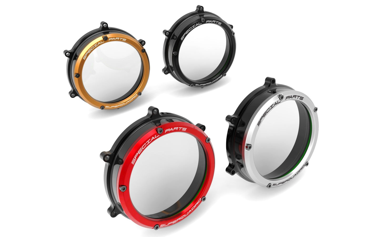 DBK Special Parts (Ducabike) Dual Color Clear Wet Clutch Cover for the Ducati Panigale 1299/1199/959  Superleggera (and 899 too with modification)