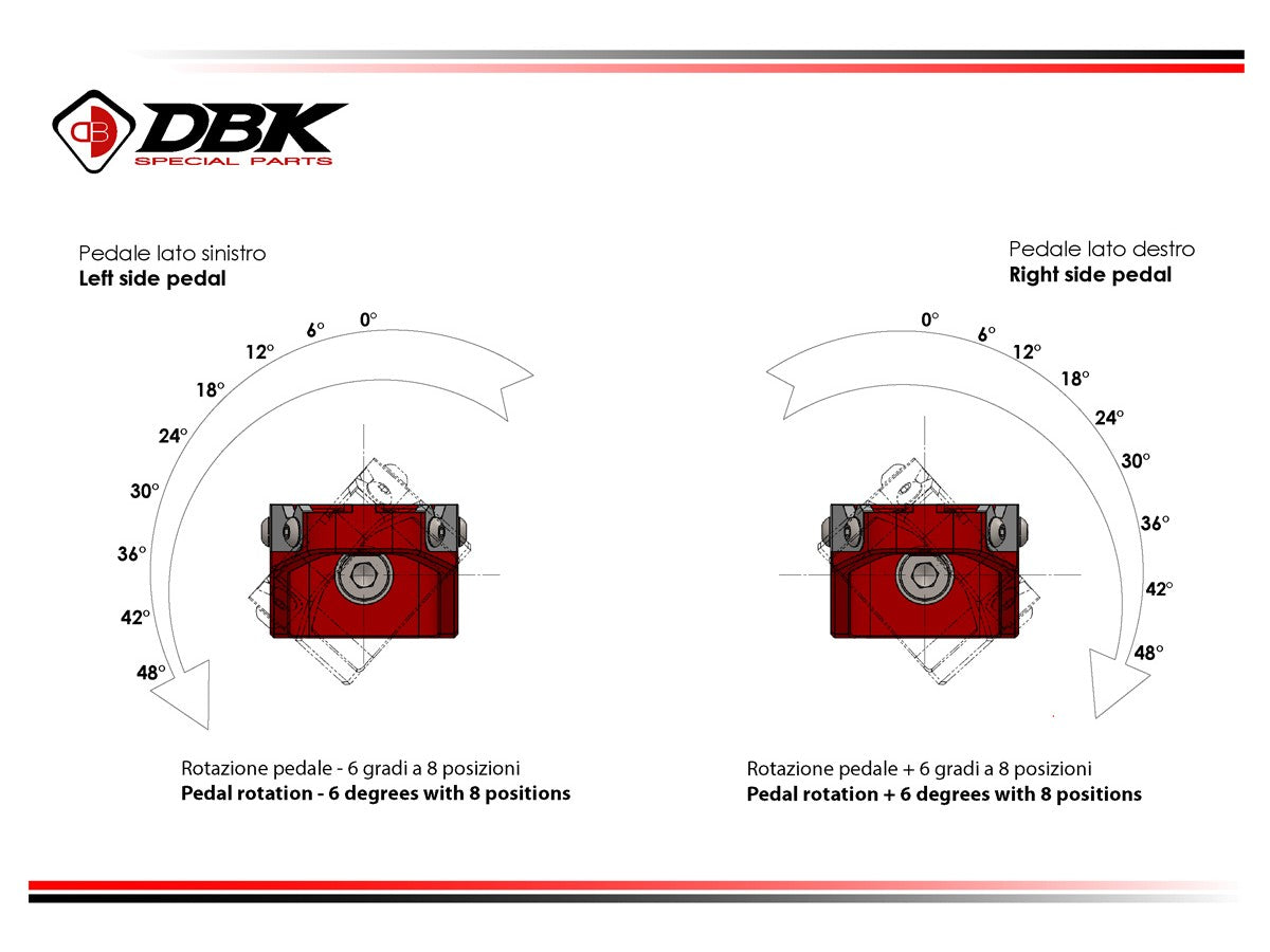 DBK Special Parts (Ducabike) "OFF ROAD" Adjustable Rider/Passenger Footpegs for Ducati