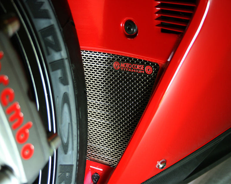 Motocorse Titanium Radiator and Oil Cooler Guards for the Ducati 1198/1098/848