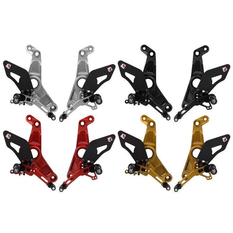 DBK Special Parts (Ducabike) Adjustable Rider Rearsets for the 2017+ Ducati Monster 1200 / S, 2018+ 821, and Supersport