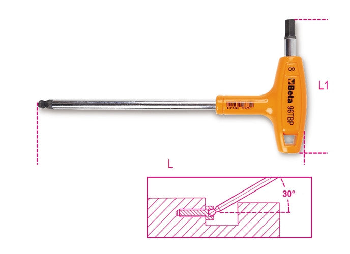 Beta Tools Model 96  T-Bp3mm-Ball Head offset Hexagon Key Wrenches