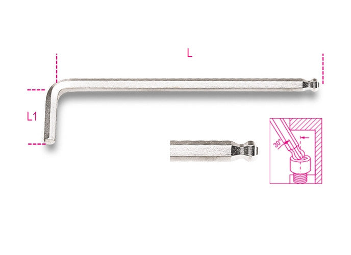 Beta Tools Model 96  Bpc2.5mm-Ball Head offset Hexagon Key Wrenches