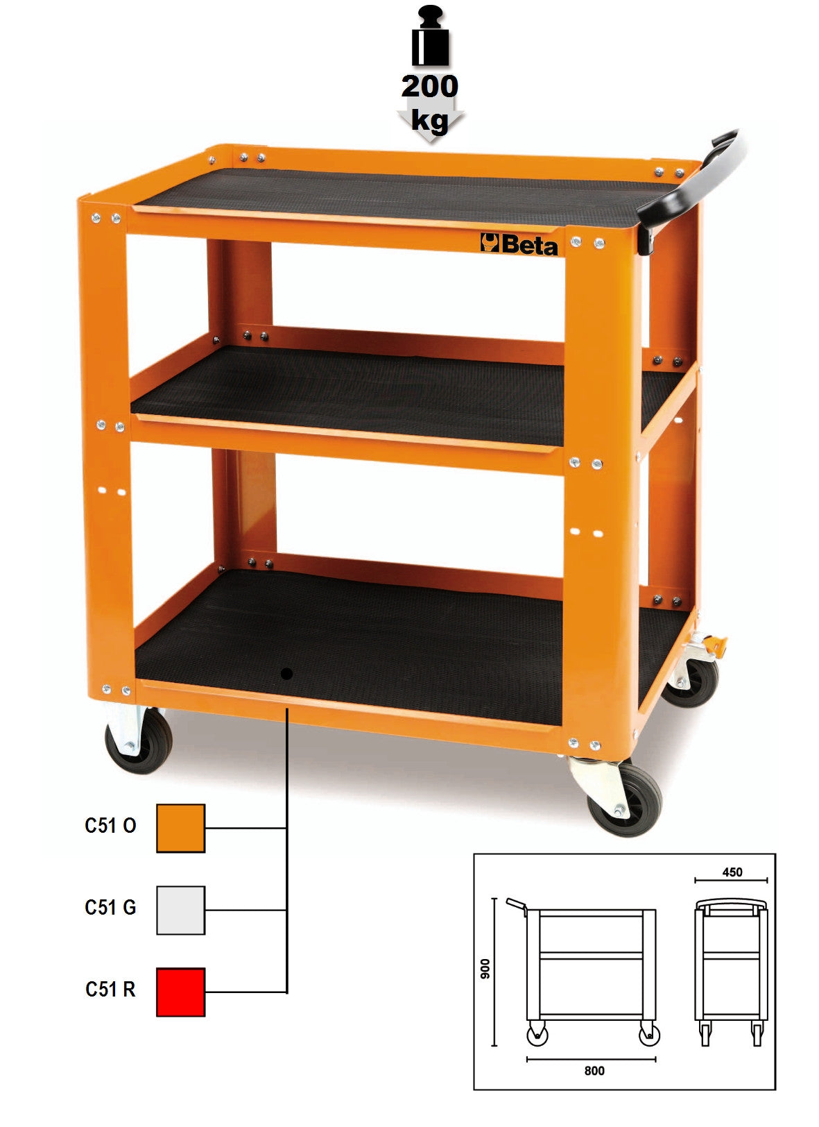 Beta Tools Model C51  O-Easy Trolley Orange