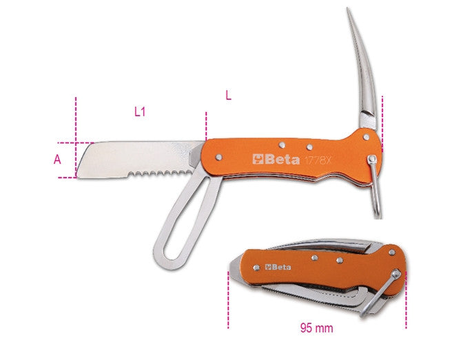 Beta Tools Model 1778  X-Nautical Knives  Aluminium Handle