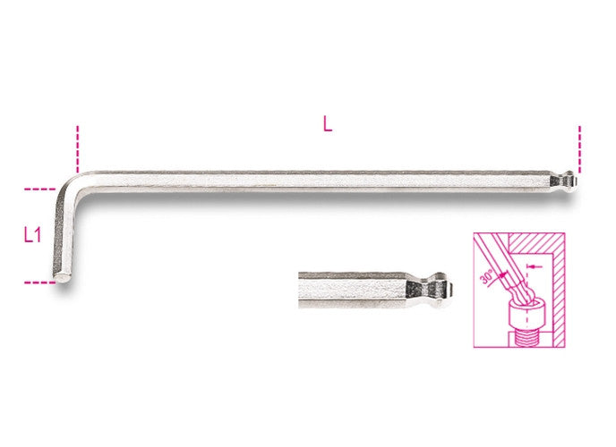 Beta Tools Model 96  Lbp3mm-Ball Head offset Hexagon Key Wrenches