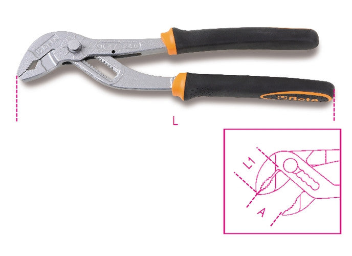 Beta Tools Model 1047  Bm240mm-Slip Joint Pliers  Button Adj