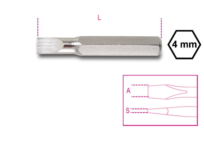 Beta Tools Model 1256  Lp0.3x1.5mm-Bits for Slotted Head Screws